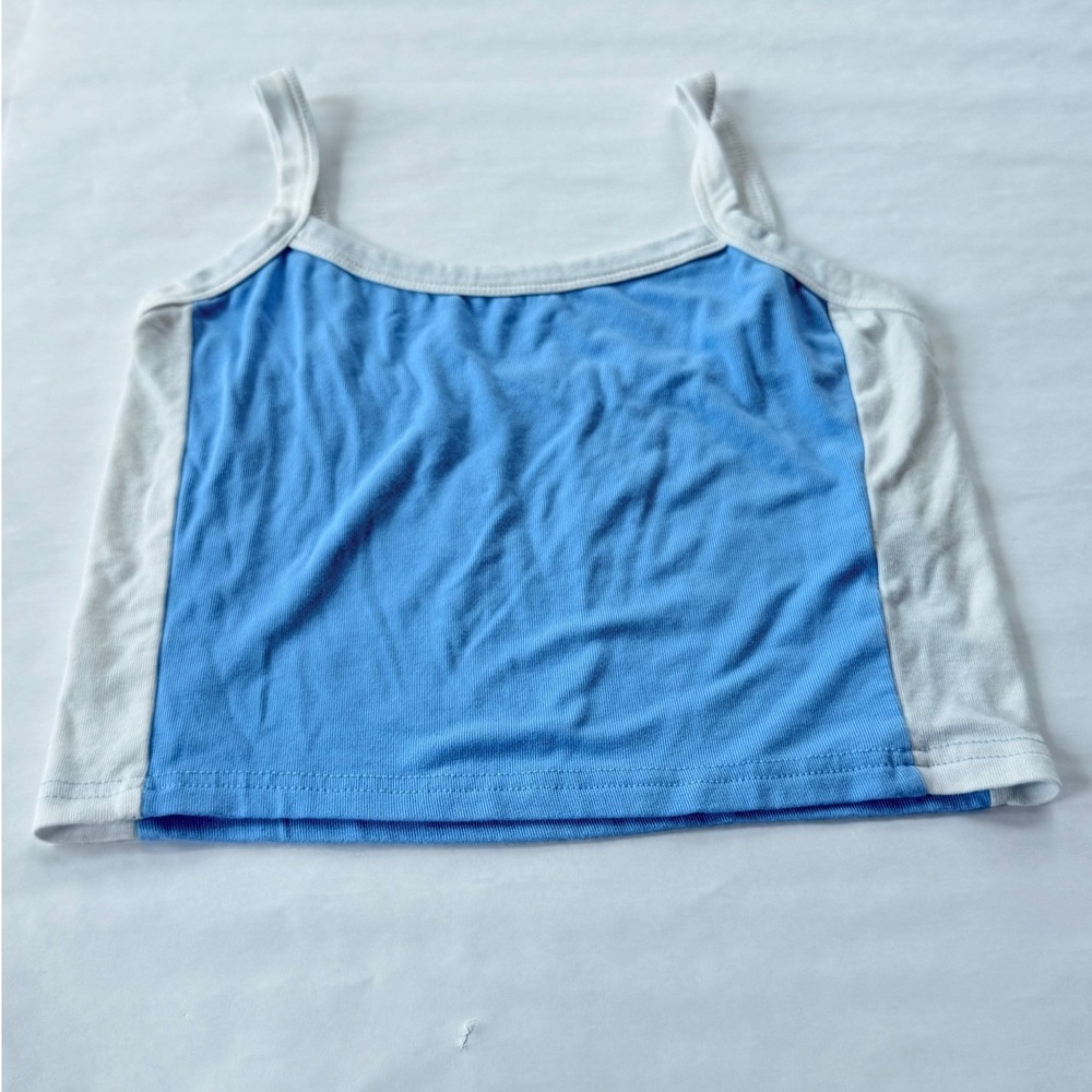 Y2K Baby Blue Colorblock Cropped‎ Cami Tank Top Small Spagetti Strap